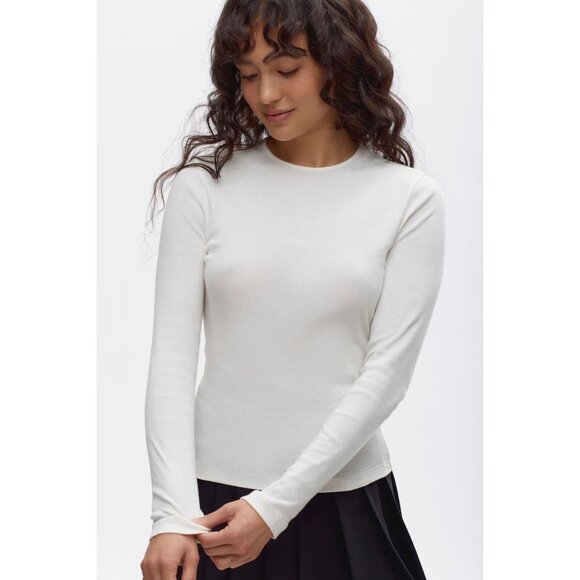 Lot of 2 KOTN Size S Cotton Tops - Fitted Jersey T-Shirt & Long Sleeve Cozy Polo - Picture 10 of 16